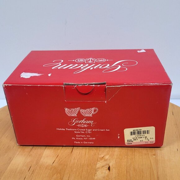 Gorham Sleigh Sugar & Cream Set Lead Crystal C701 Germany Christmas Winter - Picture 7 of 8